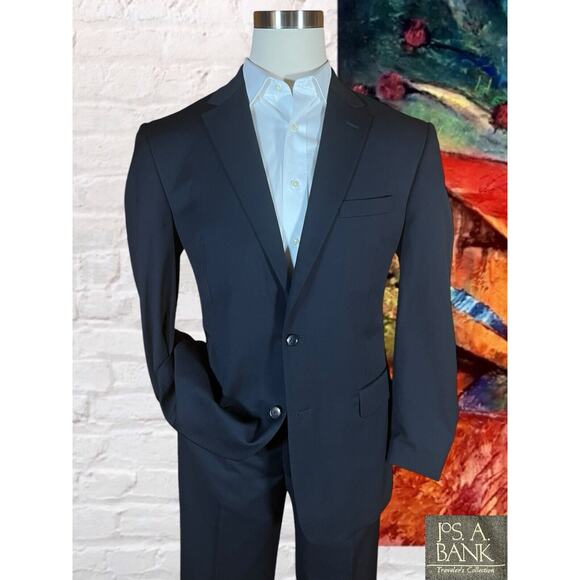 Jos. A. Bank Other - Jos A Bank Traveler 43L 36x31 Mens Navy Blue 2 Piece Suit Jacket Pants